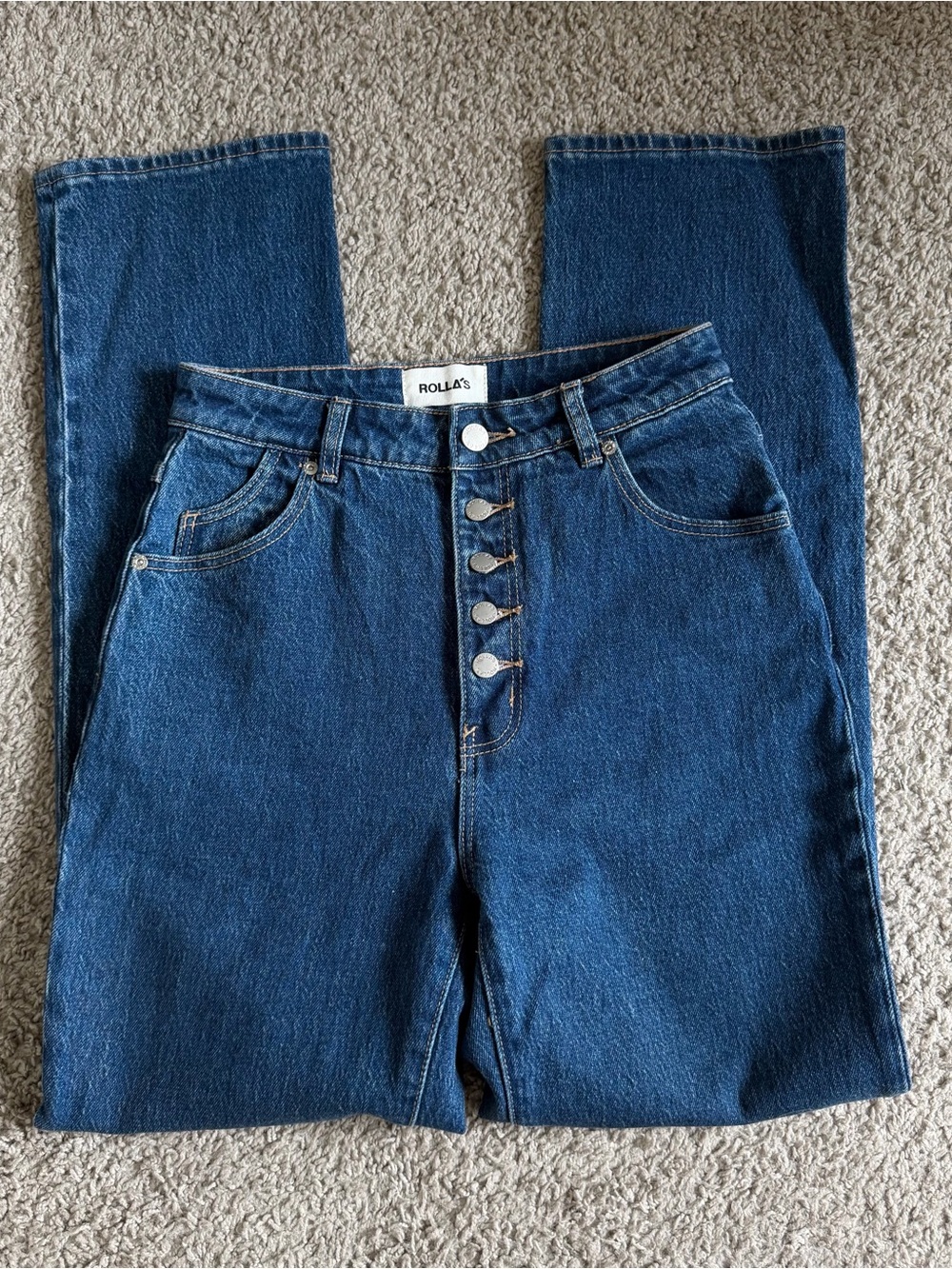 Rollas Original High Rise Straight Button Fly Denim Jeans